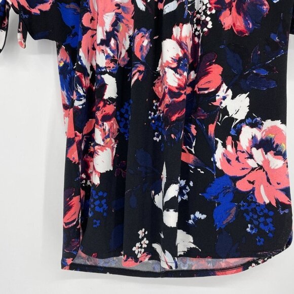 INC pink blue tied sleeve floral tshirt petite - Picture 4 of 11